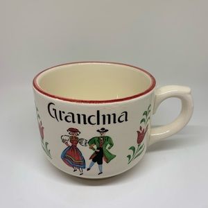 Antique Vintage Western Germany GRANDMA Red Tulips  Coffee Tea Cocoa mug!